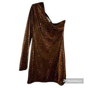Cosmo Dress New Years Eve Women’s Large Gold Metallic Sophie Animal Print